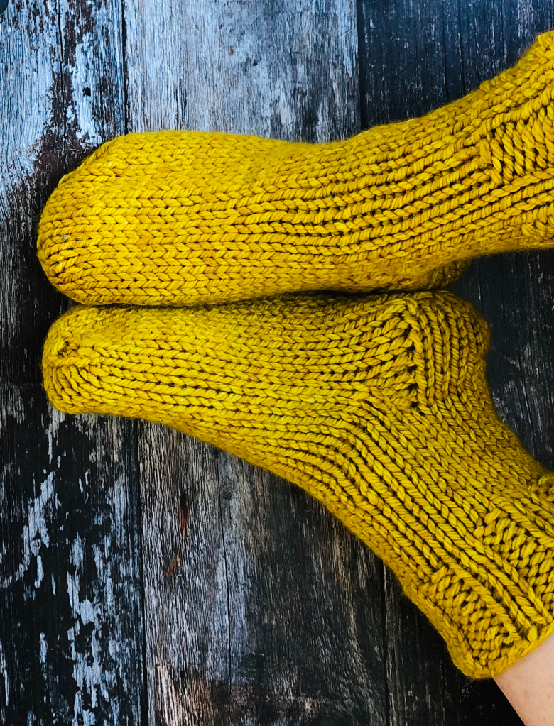 Mustard yellow bed socks